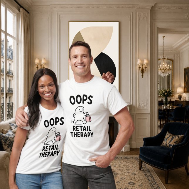 Oops Retail Therapy Funny Cute Shopping Character  T-Shirt (Creator Uploaded)