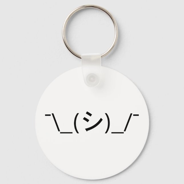 Oops Shrug Emoticon ¯\_(シ)_/¯ Japanese Kaomoji Key Ring (Front)
