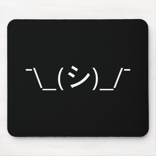 Oops Shrug Emoticon ¯\_(シ)_/¯ Japanese Kaomoji Mouse Pad (Front)