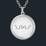 Oops Shrug Emoticon ¯\_(シ)_/¯ Japanese Kaomoji Silver Plated Necklace<br><div class="desc">Funny Geek Humour Kaomoji Turning Head Innocent Oops Shrugging Japanese Emoticons ASCII Text Art Face Mark.

Globe Trotters specialises in idiosyncratic imagery from around the globe. Here you will find unique Greeting Cards,  Postcards,  Posters,  Mousepads and more.</div>
