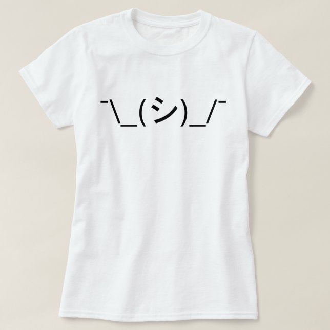 Oops Shrug Emoticon ¯\_(シ)_/¯ Japanese Kaomoji T-Shirt (Design Front)