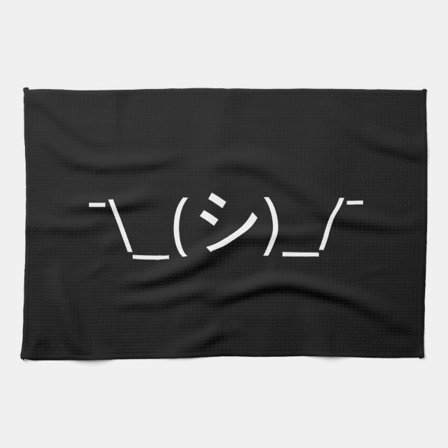 Oops Shrug Emoticon ¯\_(シ)_/¯ Japanese Kaomoji Tea Towel (Horizontal)