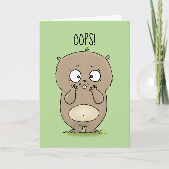 Oops! Sorry forgot cute bewildered hamster cartoon Card (Front)