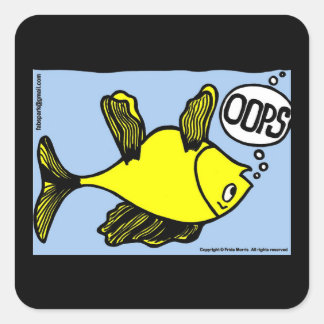 OOPS upside down fish funny cartoon gift Square Sticker