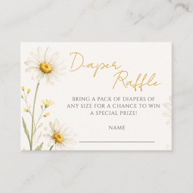 Oopsie Daisy Baby Shower Diaper Raffle Enclosure Card (Front)