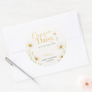 Oopsie Daisy Minimalist Baby Shower  Classic Round Sticker