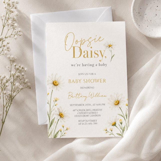 Oopsie Daisy Minimalist Baby Shower  Invitation (Creator Uploaded)