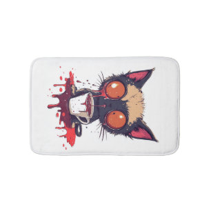 Oopsie Meow  Sad Kawaii Cat Coffee Lover Bath Mat