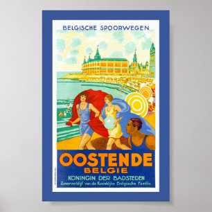 Oostende Belgium Vintage Travel Poster Restored
