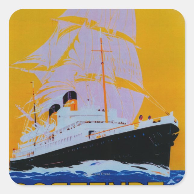 Oostende Dover Vintage PosterEurope Square Sticker (Front)