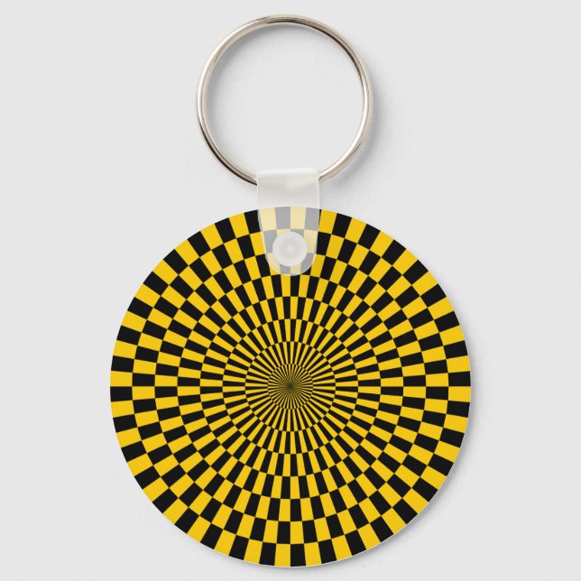 Op Art - Amber and Black Key Ring (Front)