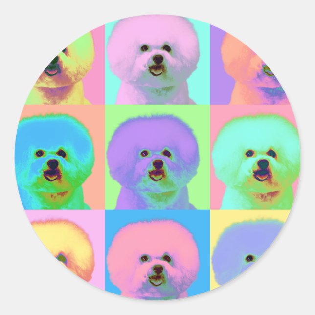 Op Art - Bichon Frise - Cody Classic Round Sticker (Front)