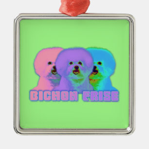 Op Art - Bichon Frise - Cody Metal Tree Decoration