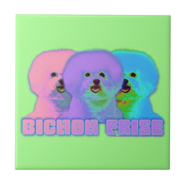 Op Art - Bichon Frise - Cody Tile (Front)