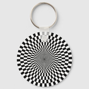 Op Art - Black and White Key Ring