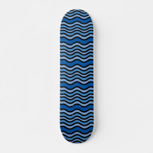 Op Art Blue Wave Pattern Skateboard