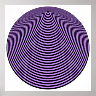 Op Art Concentric Circles Violet Over Black Poster