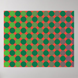 Op Art Gradient Circles Red And Green Poster