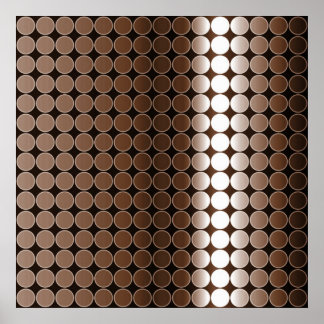Op Art Gradient Polka Dots Monochrome Brown Poster