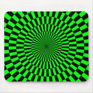 Op Art - Green and Black Mouse Pad