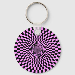 Op Art - Light Violet and Black Key Ring