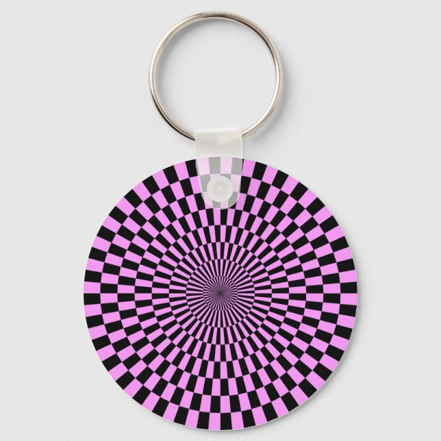 Op Art - Light Violet and Black Key Ring (Front)