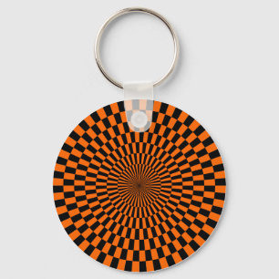 Op Art - Orange and Black Key Ring