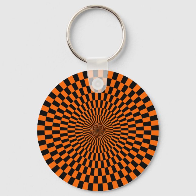 Op Art - Orange and Black Key Ring (Front)