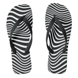 Op art pattern with black and white wavy lines jandals