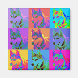 Op Art - Siberian Husky Magnet
