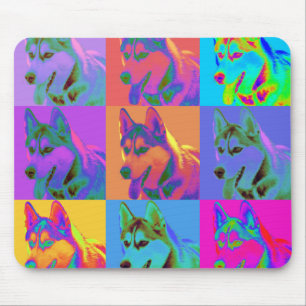 Op Art - Siberian Husky Mouse Pad