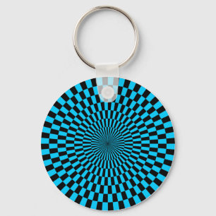 Op Art - Sky Blue and Black Key Ring