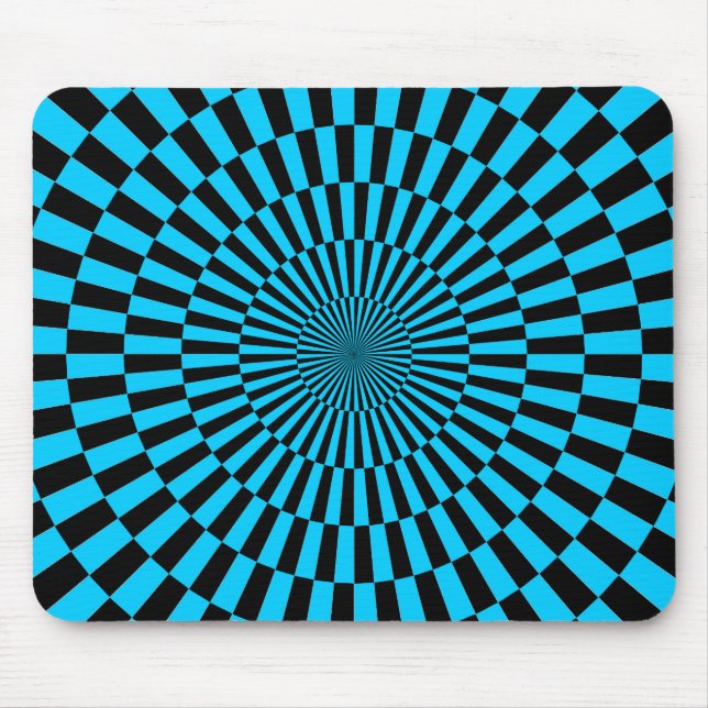 Op Art - Sky Blue and Black Mouse Pad (Front)