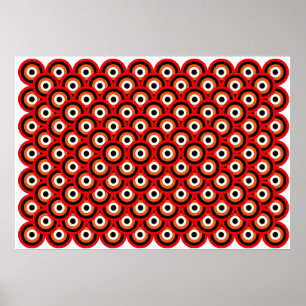 Op Art Thousand Eyes Red Orange White Black Poster
