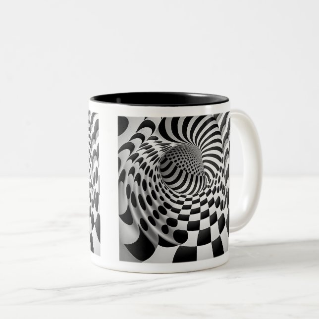 Op Art Tunnel Two-Tone Mug, 11 oz  Coffee Mug (Front Right)