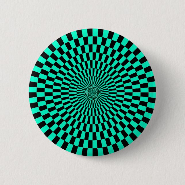Op Art - Turquoise and Black 6 Cm Round Badge (Front)