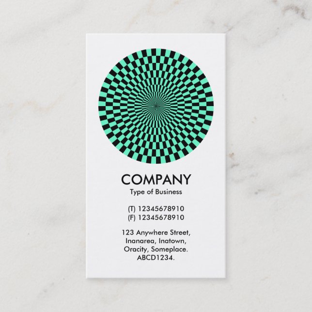 Op Art - Turquoise and Black Business Card (Front)