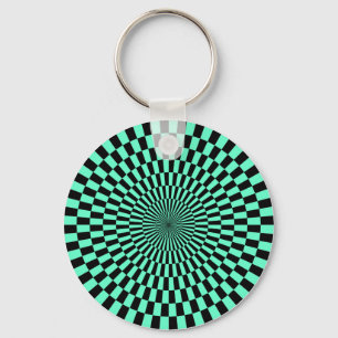 Op Art - Turquoise and Black Key Ring