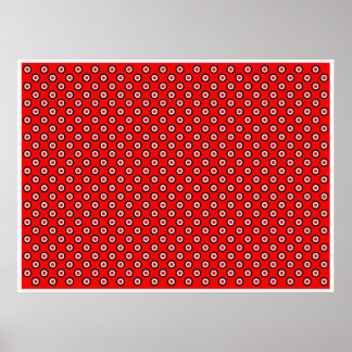 Op Art Vibrant Circles Red White Black Red Bkg Poster