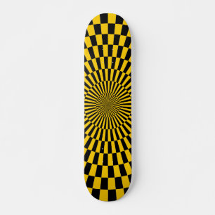 Op Art Wheel - Amber and Black Skateboard