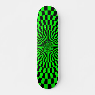Op Art Wheel - Green and Black Skateboard
