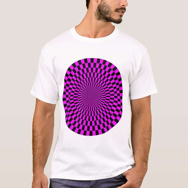 Op Art Wheel - Magenta and Black T-Shirt (Front)