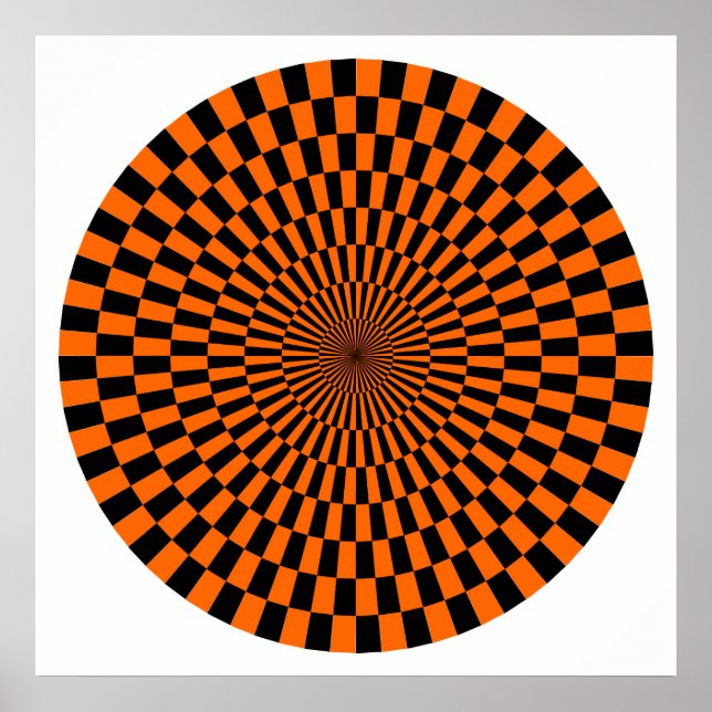 Op Art Wheel - Orange and Black Poster (Front)