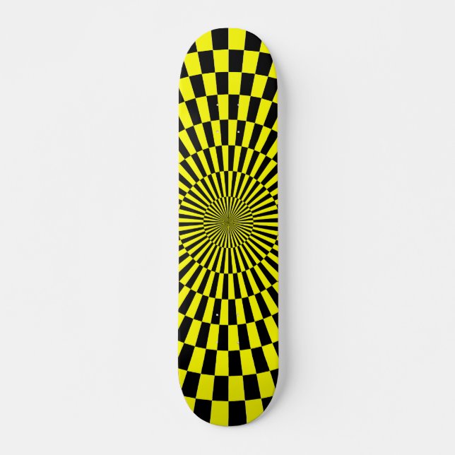 Op Art Wheel - Yellow and Black Skateboard (Front)