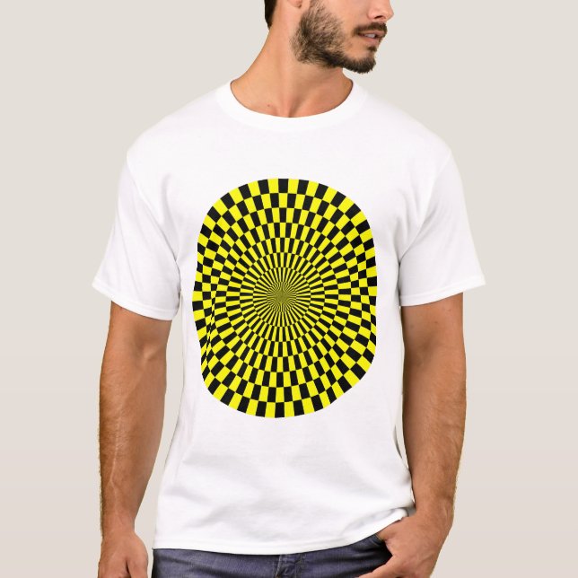 Op Art Wheel - Yellow and Black T-Shirt (Front)