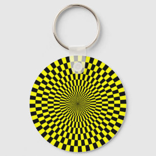 Op Art - Yellow and Black Key Ring