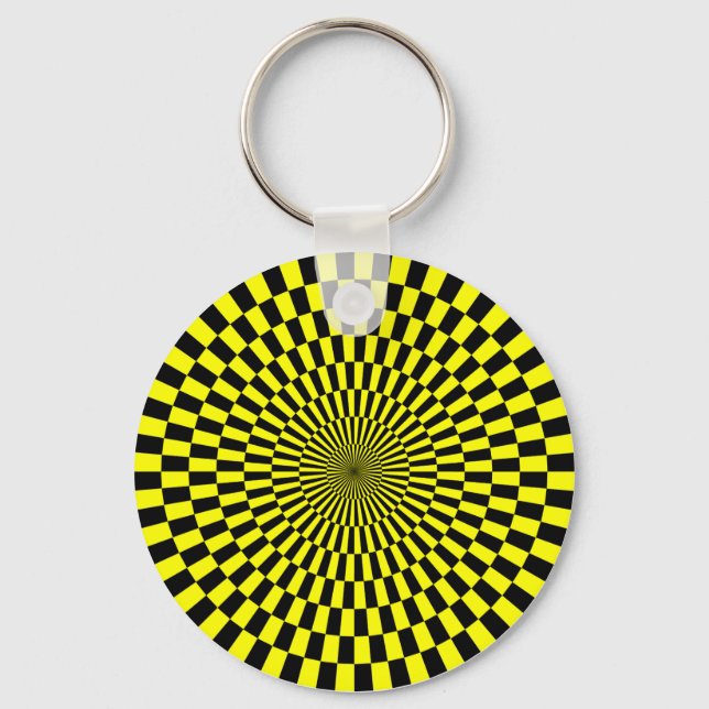 Op Art  - Yellow and Black Key Ring (Front)
