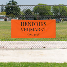 Op Maat Oranje Vrijmarkt-banner | Zwarte tekst - 