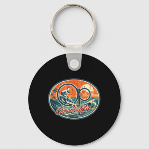 OP Vintage Beach Palm Tree Retro Coastal Travel Key Ring