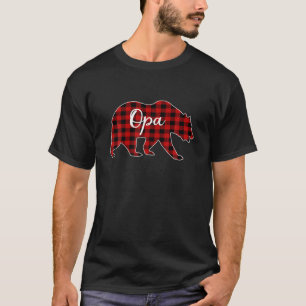 Opa Bear Buffalo Plaid Christmas Family Pajama T-Shirt